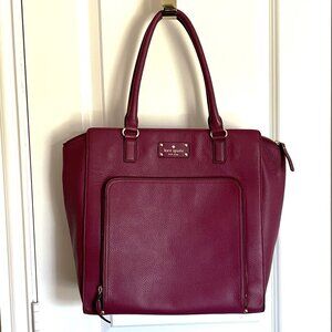 Kate Spade Baxter Street Fernrose Tote Cherrywood Burgundy Pebbled Leather WKRU2